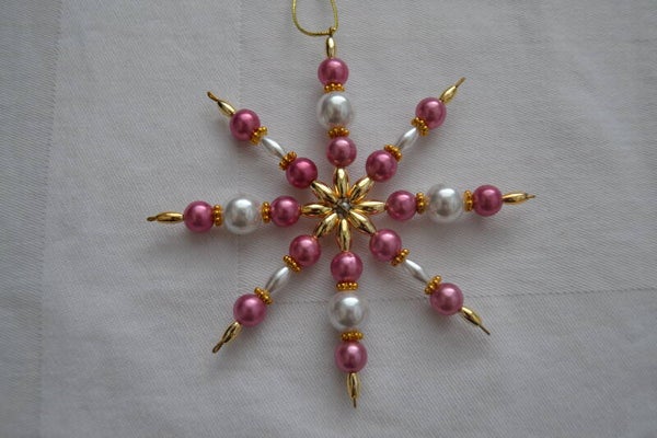 Perlenstern "rosa / weiß / gold"   cs1007