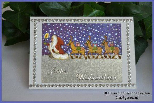 Weihnachtskarte "Weihnachtsmann mit Rentieren"   cs1016