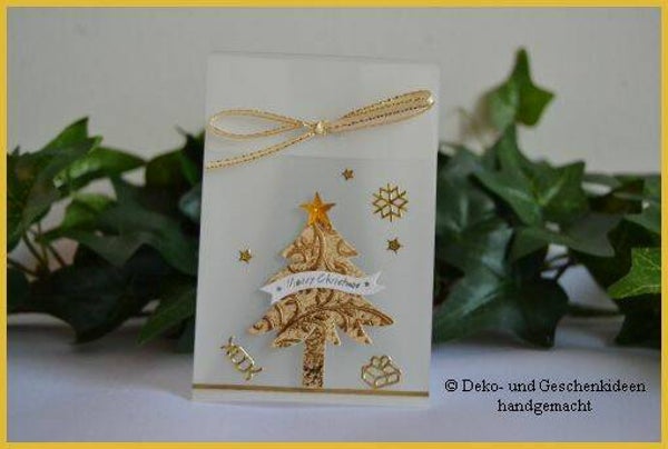 Geschenktascherl mini "Weihnachtsbaum gold"   cs1197