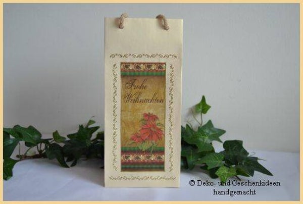 Flaschengeschenktasche "Weihnachtsstern"   cs1429