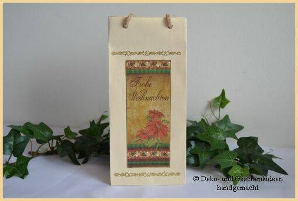 Flaschengeschenktasche "Weihnachtsstern"   cs1433