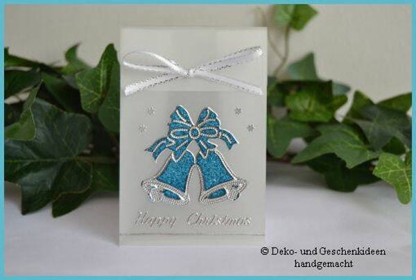 Geschenktascherl mini "Glocken türkis"   cs1593