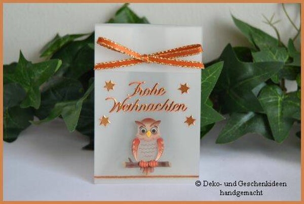 Geschenktascherl mini "Eule kupfer"   cs1609