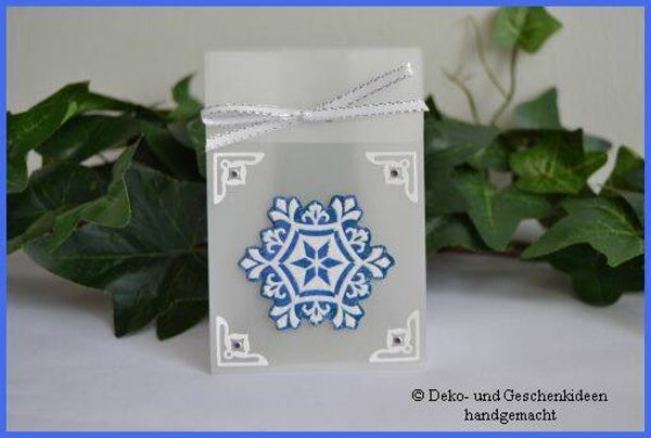 Geschenktascherl mini "Schneeflocke blau weiß"   cs1619