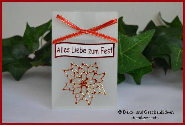 Geschenktascherl mini "Schneeflocke rot gold"   cs1659