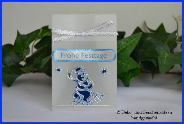 Geschenktascherl mini "Schneemann blau silber"   cs1693