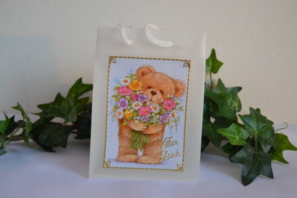 Foliengeschenktasche "Bärli mit Blumen"   cs18