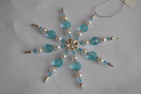 Perlenstern "türkis / weiß / silber"   cs1931