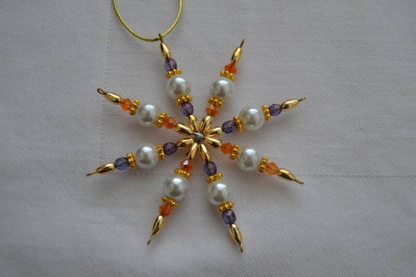 Perlenstern "weiß / gold / orange / blau"   cs1939