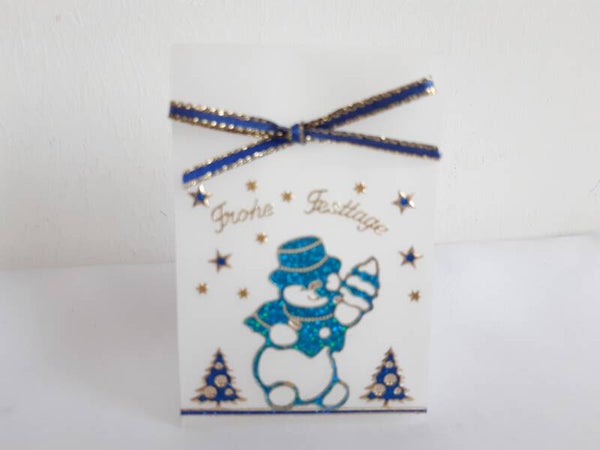 Geschenktascherl mini "Schneemann türkis"   cs2072