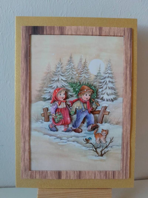 Weihnachtskarte "Kinder beim Winterspaziergang"   cs217