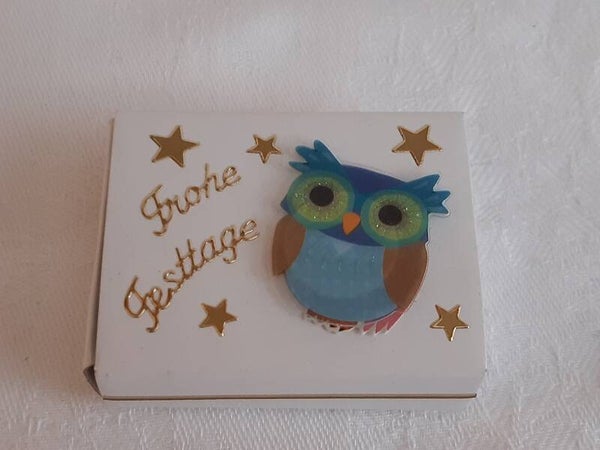 Geschenkschachterl mini "Eule blau"   cs2245