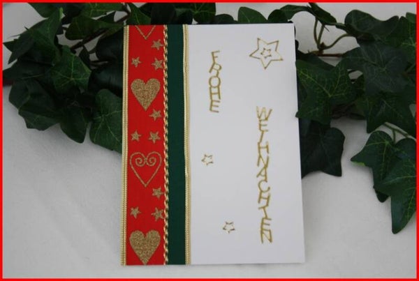 Weihnachtskarte "rotes Weihnachtsband"   cs237