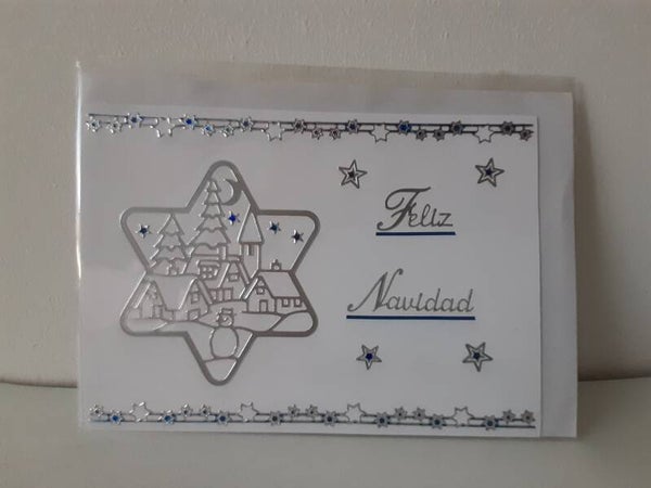 Weihnachtskarte spanisch "Weihnachtsdorf"   cs2737