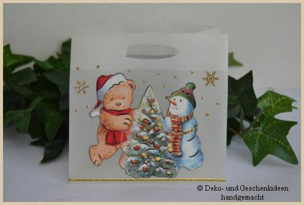 Geschenktasche "Bärli mit Schneemann"   cs304