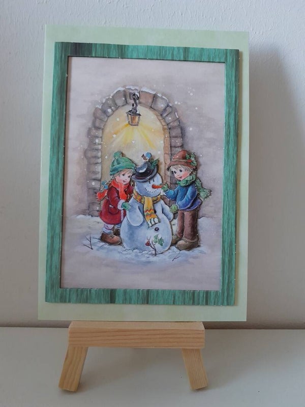 Weihnachtskarte "Kinder mit Schneemann"   cs407