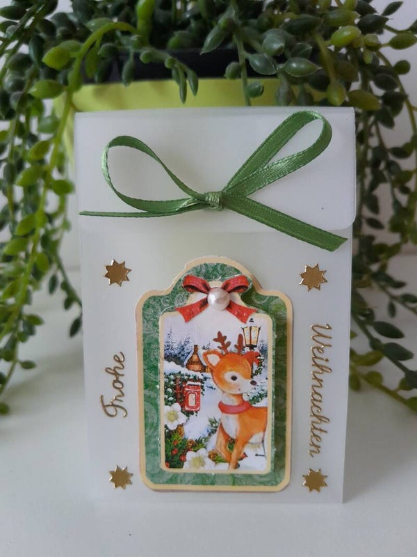 Geschenktascherl mini "Rehlein im Schnee"   cs552