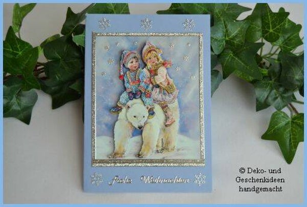 Weihnachtskarte "Eisbär mit Kinder"   cs688