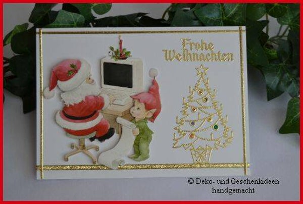 Weihnachtskarte "Weihnachtsmann am PC"   cs703