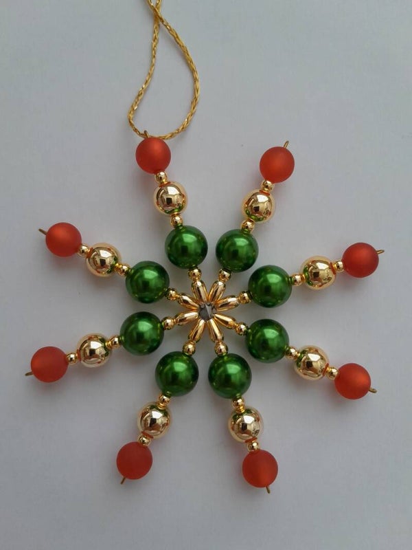 Perlenstern "rot / gold / grün"   cs723