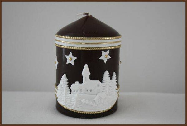 Weihnachtskerze "Dorf im Wald"   cs764