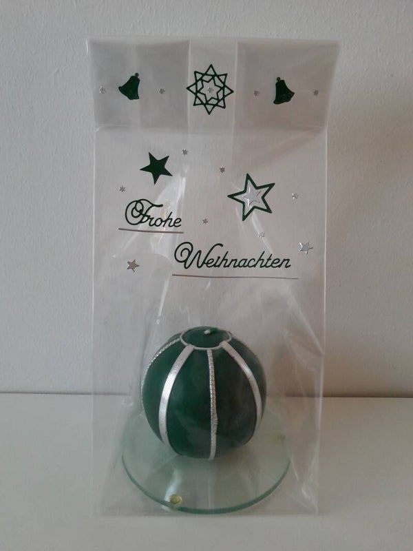 Weihnachtskerze "grün / silber"   cs766