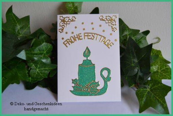 Weihnachtskarte "Kerze grün"   cs982
