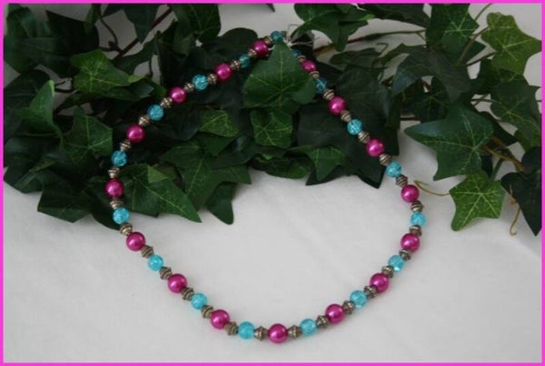 Kette "rosa / türkis"   K66