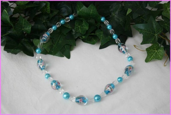 Kette "blau / rosa"   K68