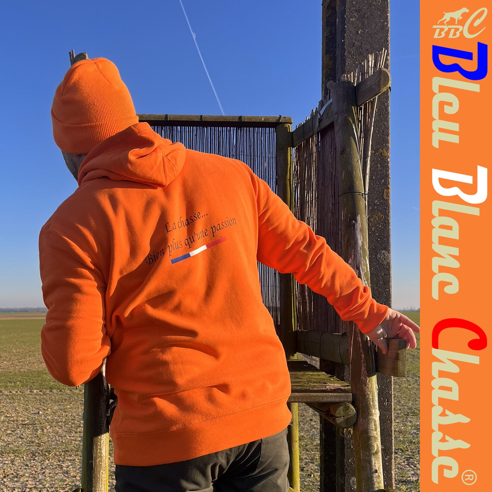 Sweat-shirt à capuche Orange "La chasse, bien plus qu'une passion"