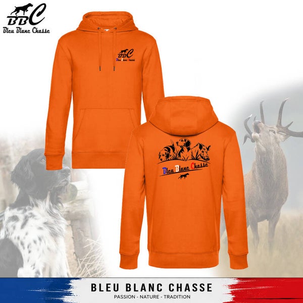 Sweat-shirt à capuche Orange "Tradition" (Beagle - Sanglier) - Unisexe