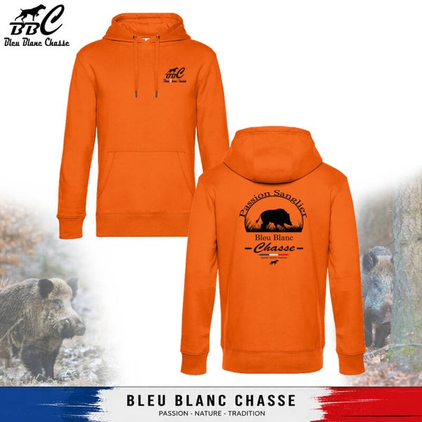 Sweat-shirt à capuche Orange "Passion Sanglier" - Unisexe