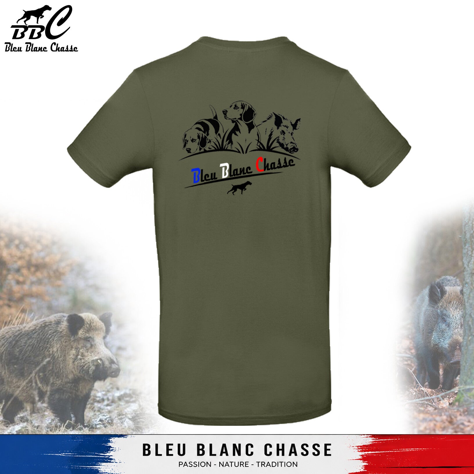 Tee-shirt Kaki - Gamme  "Tradition"