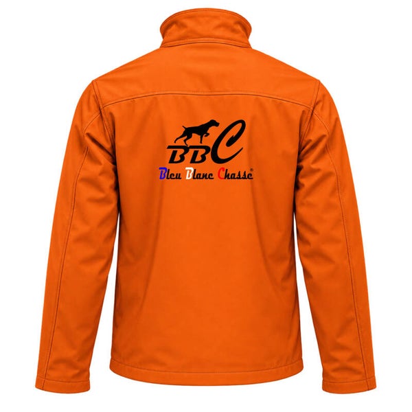 Veste SoftShell Orange "Bleu Blanc Chasse"