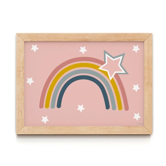 Regenboog Poster Roze A4