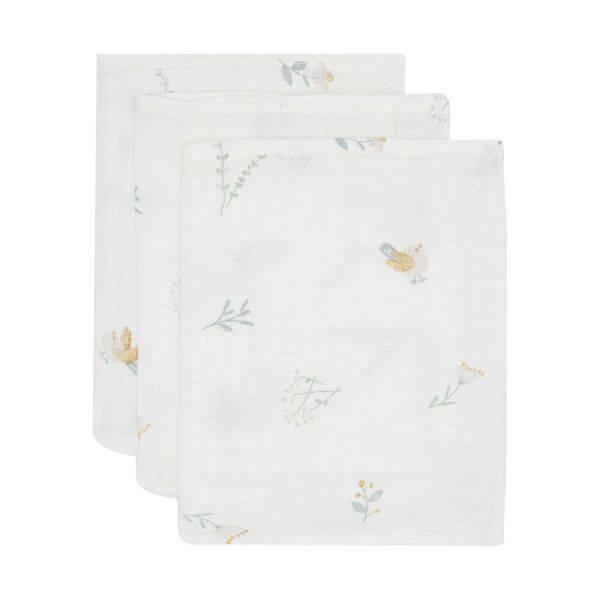 Washandjes hydrofiel Lovely Birds - 3pack