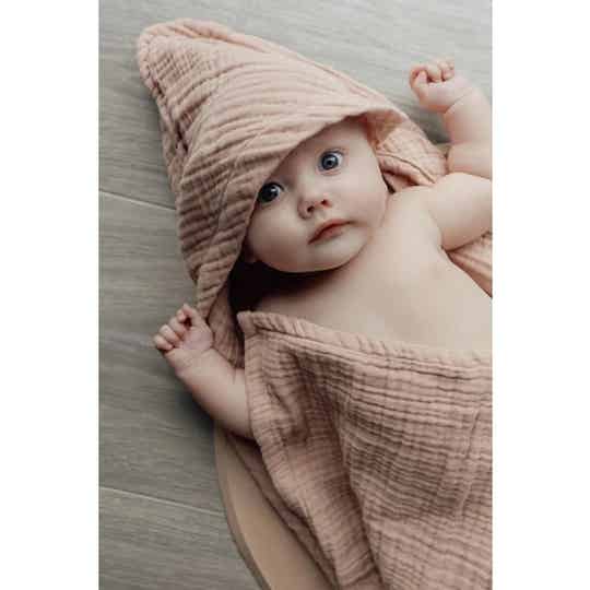 Baby Badhanddoek met Capuchon Poeder Roze