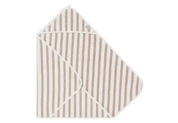 Badcape olijf groen gestreept GOTS - 75x75cm