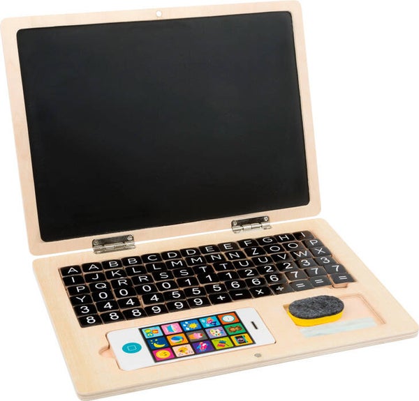 Houten Laptop en Telefoon