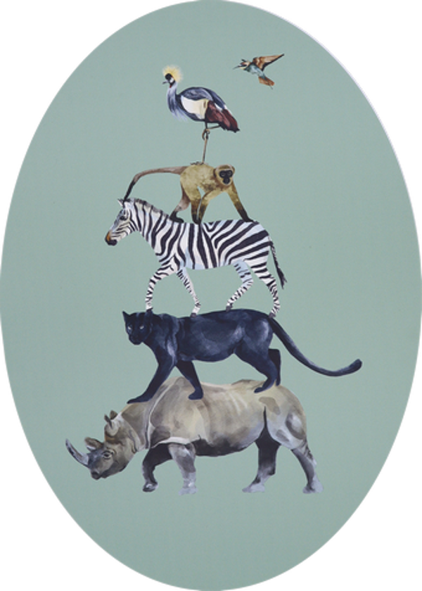 Wilde Dierentoren Wanddecoratie - Ovaal 50x70cm