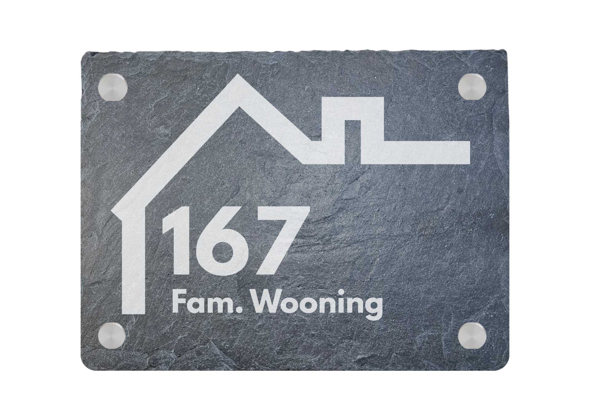 Leisteen Naambord 20 x 15 cm – Huis / Modern Line incl. bevestigingsset