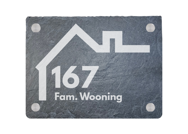 Leisteen Naambord 20 x 15 cm – Huis / Modern Line incl. bevestigingsset