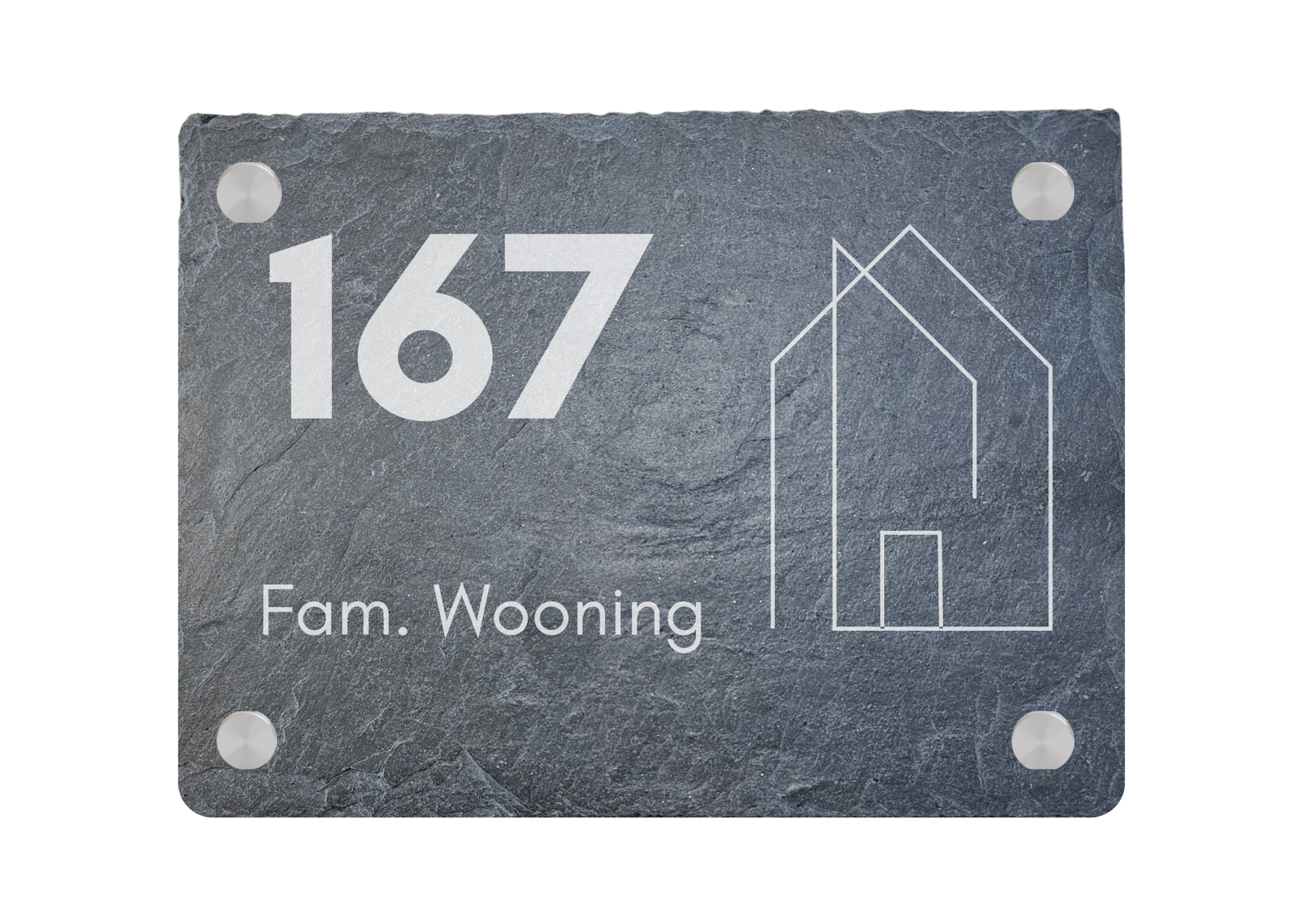 Pure Line House Naambord – Leisteen Naambord met Naam en Huisnummer