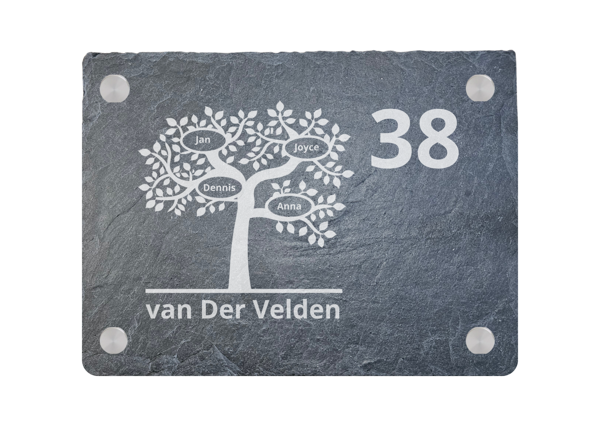 Family Tree Naambord – Leisteen Naambord met Namen en Huisnummer