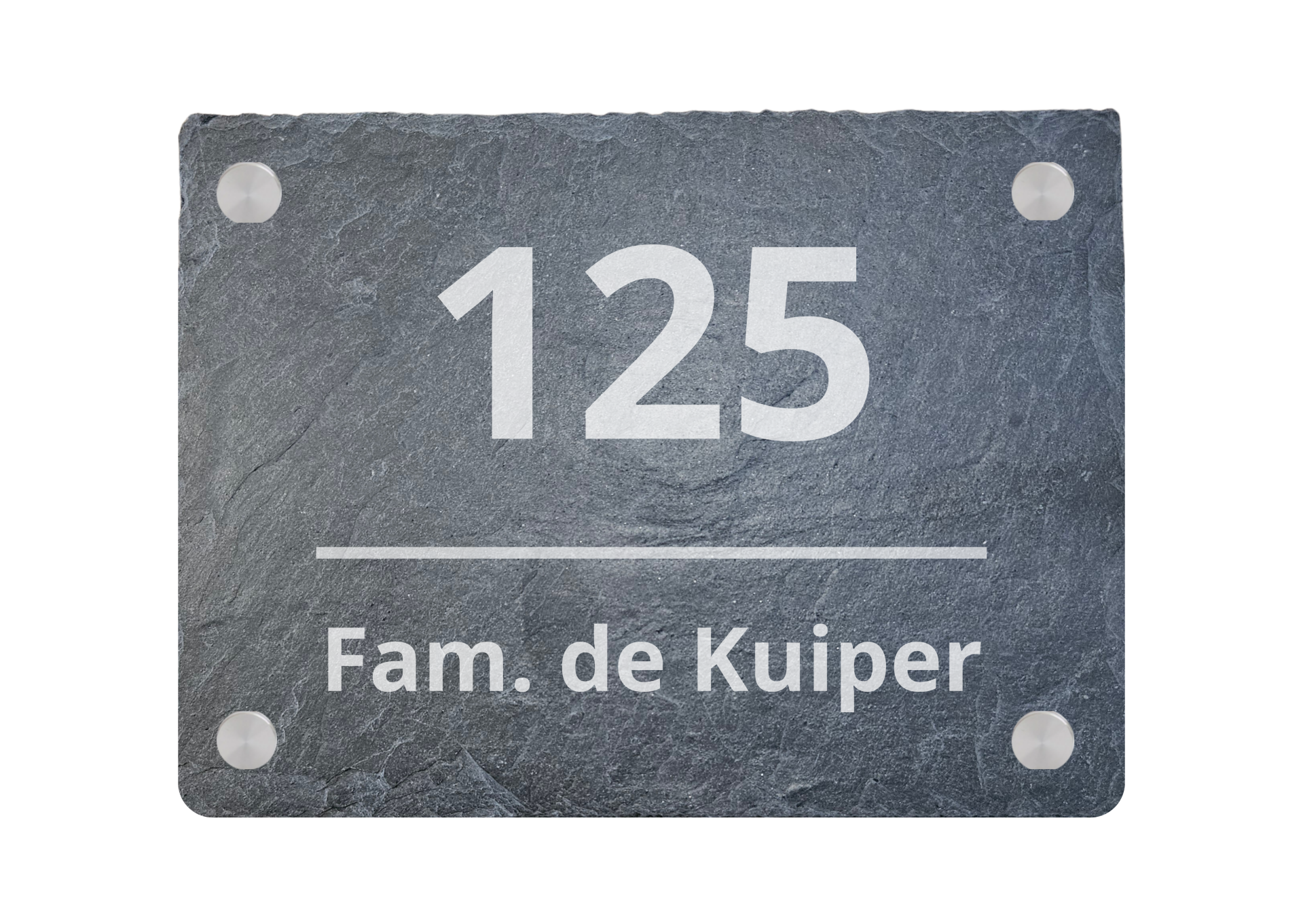 Modern Line Naambord – Leisteen Naambord met Naam en Huisnummer