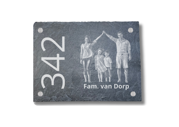 Naambord met eigen portret