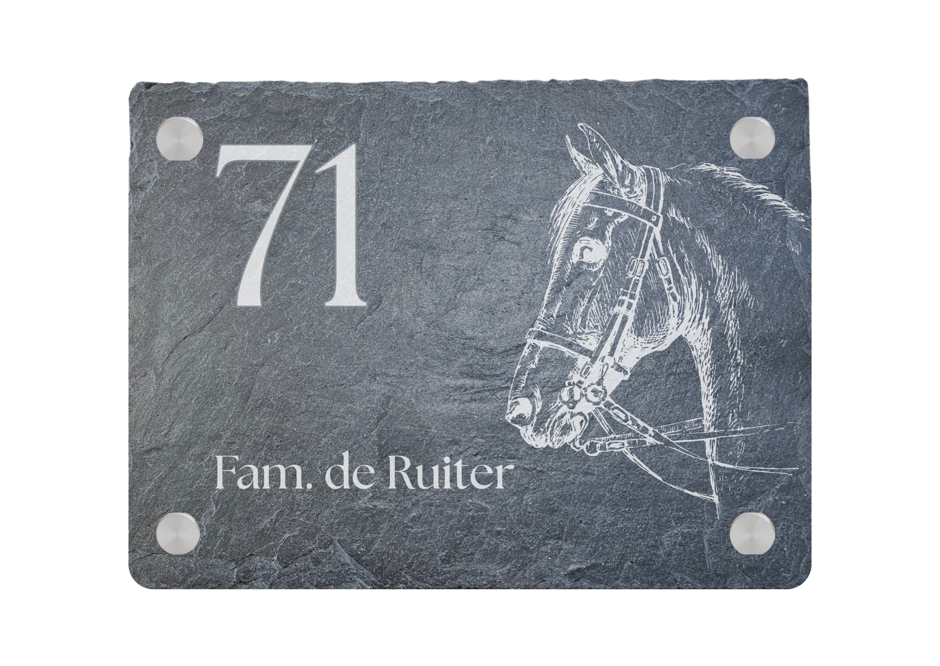 Paarden Hoofd Naambord van Leisteen 20 x 15 cm