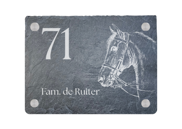 Paarden Hoofd Naambord van Leisteen 20 x 15 cm