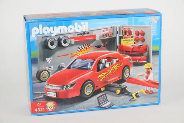 Playmobil Rode raceauto met garage tuning 4321