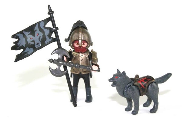 Playmobil Wolfclan ridder met vlag en wolf